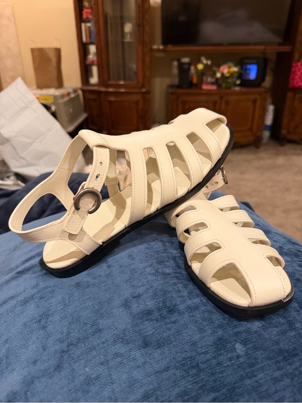 Vince Cream Cutout Slingback Sandals